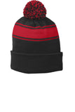 Sport-Tek Stripe Pom Pom Beanie.  STC28