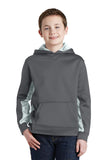 Sport-Tek Youth Sport-Wick CamoHex Fleece Colorblock Hooded Pullover.  YST239