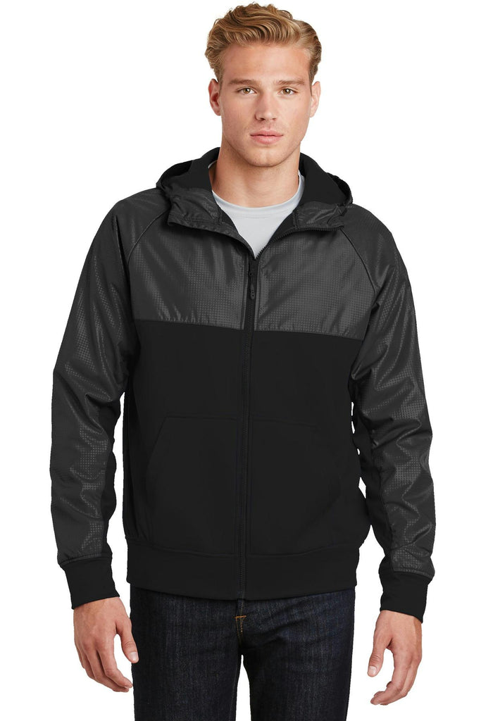 Sport-Tek Embossed Hybrid Full-Zip Hooded Jacket. JST50