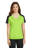 Sport-Tek Ladies PosiCharge Competitor Sleeve-Blocked V-Neck Tee. LST354