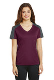 Sport-Tek Ladies PosiCharge Competitor Sleeve-Blocked V-Neck Tee. LST354