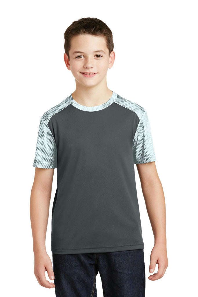 Sport-Tek Youth CamoHex Colorblock Tee. YST371