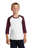 Port & Company Youth Core Blend 3/4-Sleeve Raglan Tee. PC55YRS