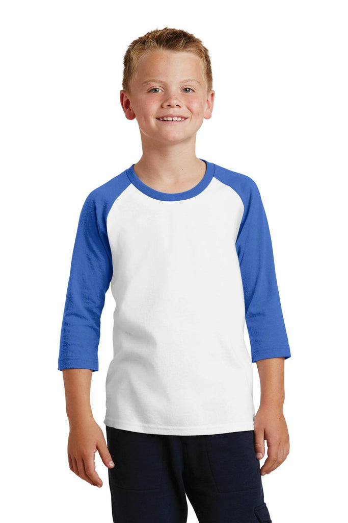 Port & Company Youth Core Blend 3/4-Sleeve Raglan Tee. PC55YRS