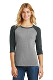 District Made Ladies Perfect Tri 3/4-Sleeve Raglan. DM136L