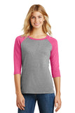 District Made Ladies Perfect Tri 3/4-Sleeve Raglan. DM136L