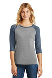 District Made Ladies Perfect Tri 3/4-Sleeve Raglan. DM136L