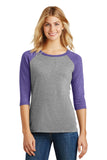 District Made Ladies Perfect Tri 3/4-Sleeve Raglan. DM136L