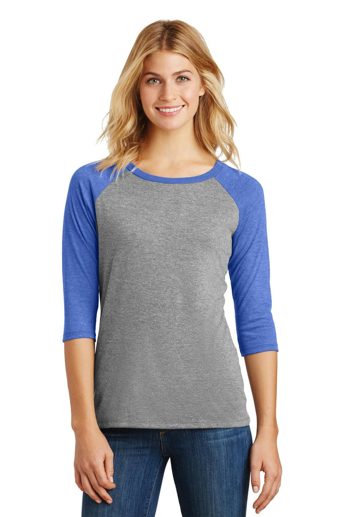 District Made Ladies Perfect Tri 3/4-Sleeve Raglan. DM136L