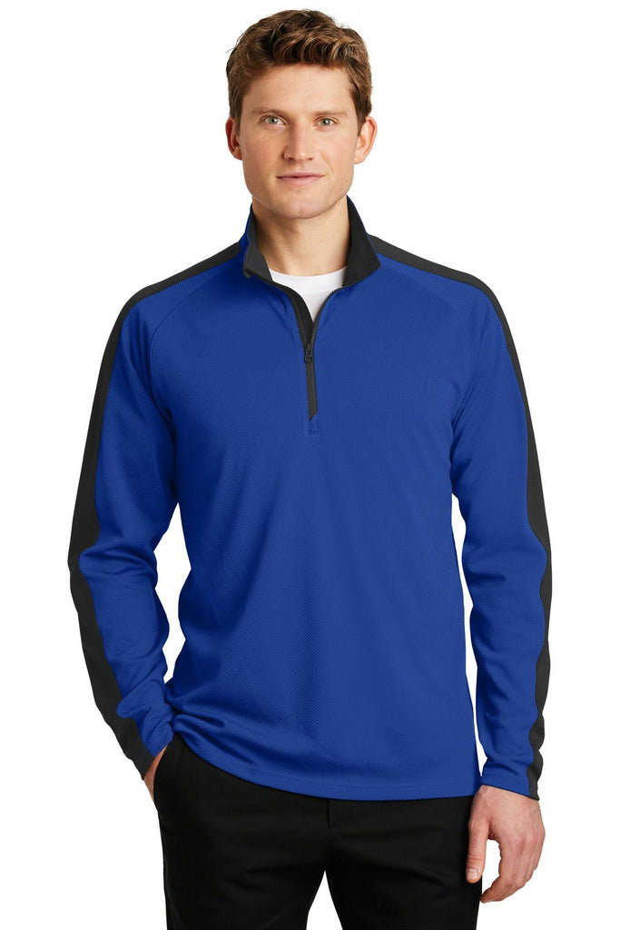 Sport-Tek Sport-Wick Textured Colorblock 1/4-Zip Pullover. ST861