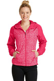 Sport-Tek Ladies Heather Colorblock Raglan Hooded Wind Jacket. LST40