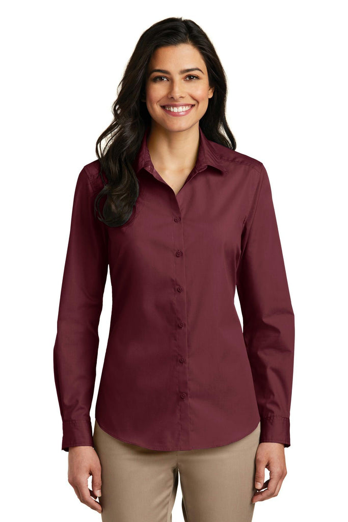 Port Authority Ladies Long Sleeve Carefree Poplin Shirt. LW100