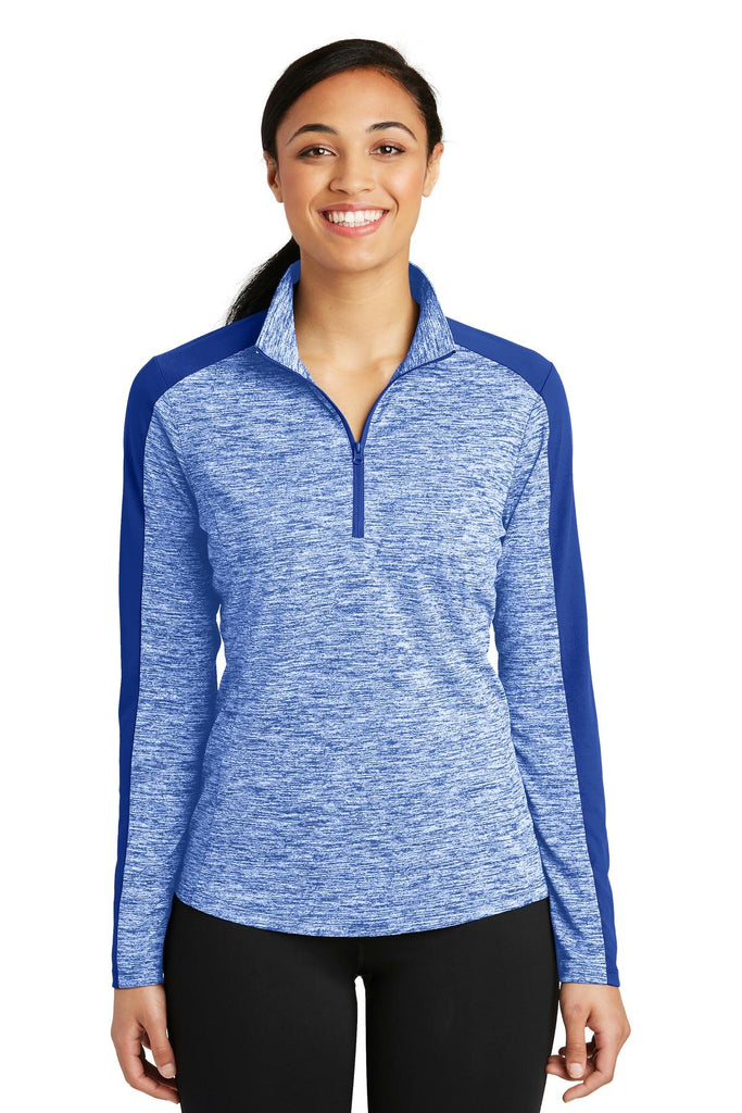 Sport-Tek Ladies PosiCharge Electric Heather Colorblock 1/4-Zip Pullover. LST397