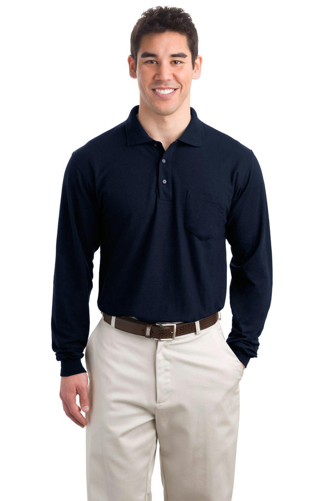 Port Authority Long Sleeve Silk Touch Polo with Pocket.  K500LSP