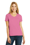 Hanes Ladies Tagless 100% Cotton V-Neck T-Shirt. 5780