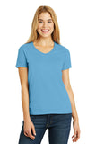 Hanes Ladies Tagless 100% Cotton V-Neck T-Shirt. 5780