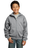 Port & Company - Youth Core Fleece Full-Zip Hooded Sweatshirt.  PC90YZH