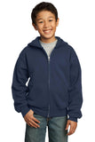 Port & Company - Youth Core Fleece Full-Zip Hooded Sweatshirt.  PC90YZH