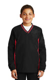 Sport-Tek Youth Tipped V-Neck Raglan Wind Shirt. YST62