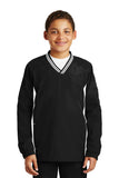 Sport-Tek Youth Tipped V-Neck Raglan Wind Shirt. YST62