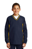 Sport-Tek Youth Tipped V-Neck Raglan Wind Shirt. YST62