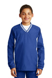 Sport-Tek Youth Tipped V-Neck Raglan Wind Shirt. YST62