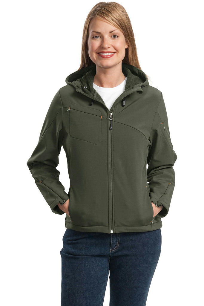 Port Authority Ladies Textured Hooded Soft Shell Jacket. L706