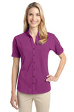 Port Authority Ladies Stretch Pique Button-Front Shirt. L556