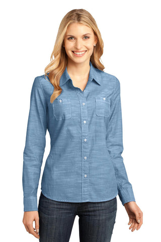 District Made - Ladies Long Sleeve Washed Woven Shirt. DM4800