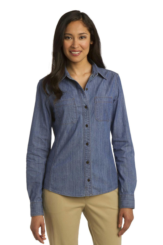 Port Authority Ladies Patch Pockets Denim Shirt. L652