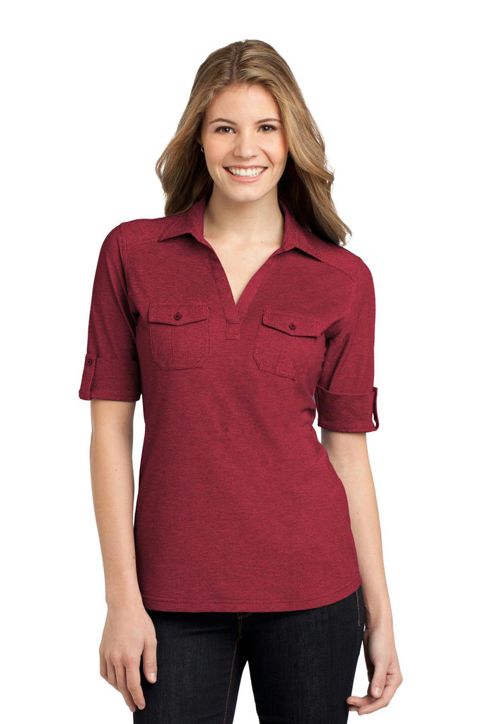 Port Authority Ladies Oxford Pique Double Pocket Polo. L557