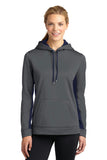 Sport-Tek Ladies Sport-Wick Fleece Colorblock Hooded Pullover. LST235