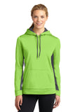 Sport-Tek Ladies Sport-Wick Fleece Colorblock Hooded Pullover. LST235