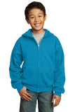 Port & Company - Youth Core Fleece Full-Zip Hooded Sweatshirt.  PC90YZH