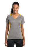 Sport-Tek Ladies Heather Colorblock Contender V-Neck Tee. LST361