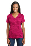 Sport-Tek Ladies CamoHex V-Neck Tee. LST370